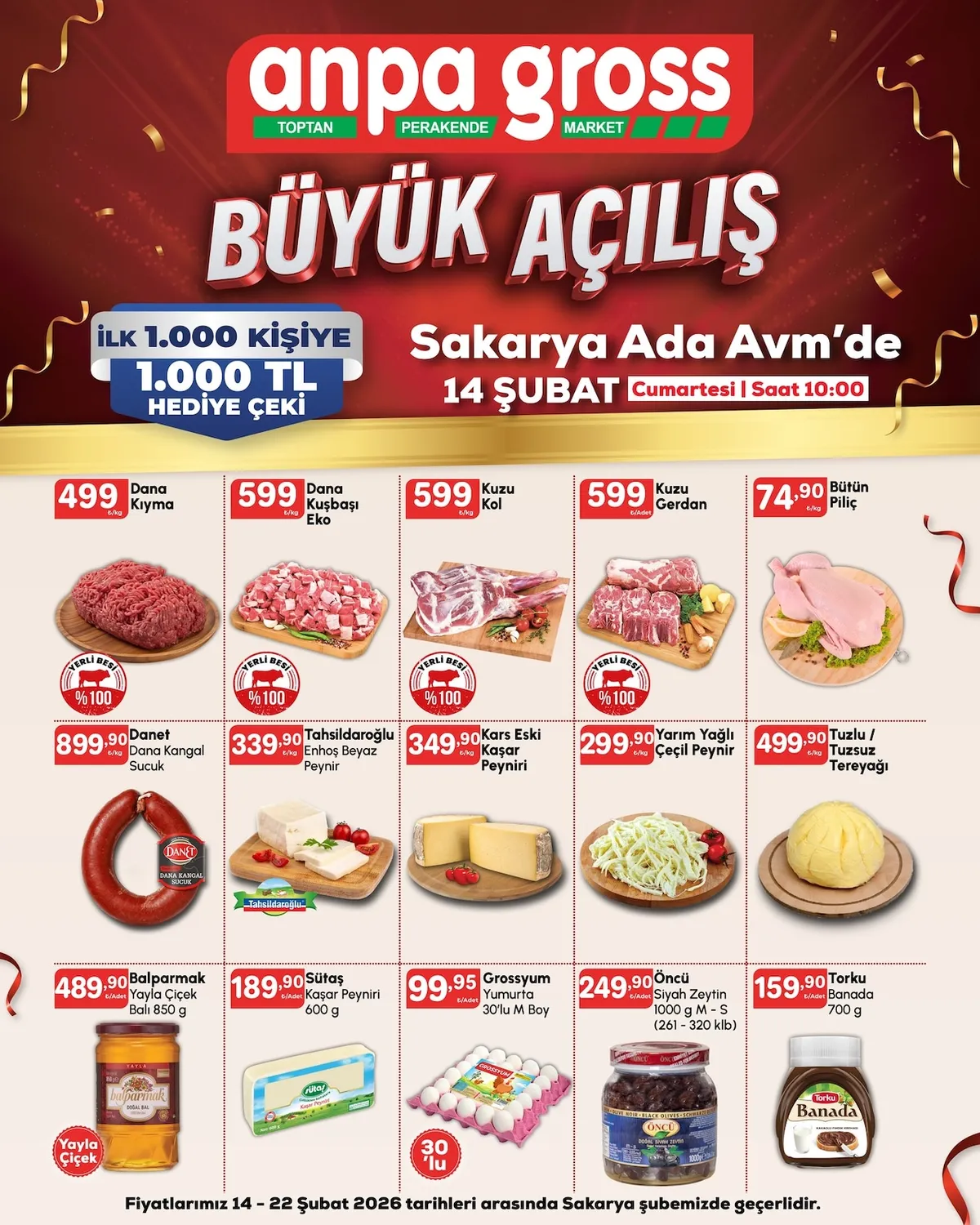 Anpa Anpa Gross 14 Şubat 2026 Aktüel Kataloğu sayfa 1: Yarım Yağlı Çeçil Peynir, Tahsilatdaroğlu Enhoş Beyaz Peynir