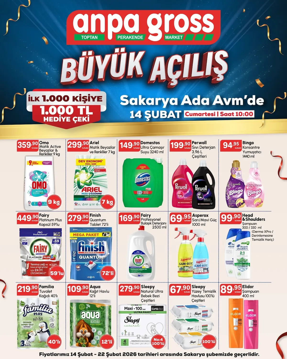 Anpa Anpa Gross 14 Şubat 2026 Aktüel Kataloğu sayfa 18: Fairy Profesyonel Bulaşık Deterjanı 2500 Ml, Asperox Sarı/Mavi Güç 1000 Ml