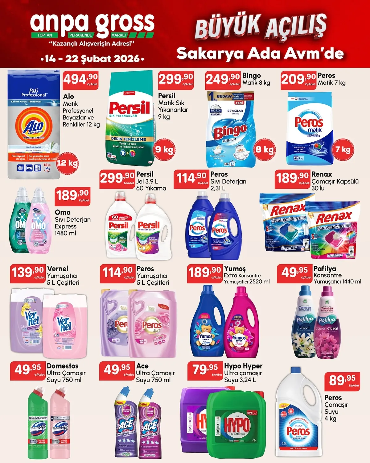 Anpa Anpa Gross 14 Şubat 2026 Aktüel Kataloğu sayfa 19: Persil Jel 3,9 L 60 Yıkama, Yumoş Extra Konsantre Yumuşatıcı 2520 Ml