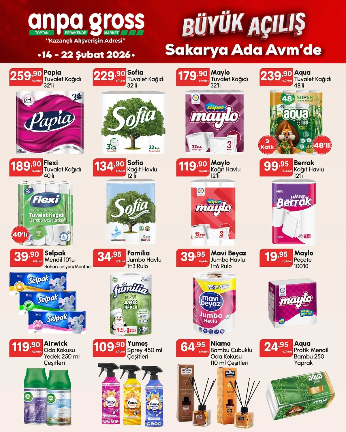 Anpa Anpa Gross 14 Şubat 2026 Aktüel Kataloğu sayfa 23: Airwick Oda Kokusu Yedek 250 Ml Çeşitleri, Papia Tuvalet Kağıdı 32'Li