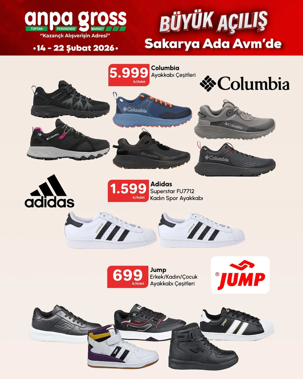 Anpa Anpa Gross 14 Şubat 2026 Aktüel Kataloğu sayfa 29: Columbia Ayakkabı Çeşitleri