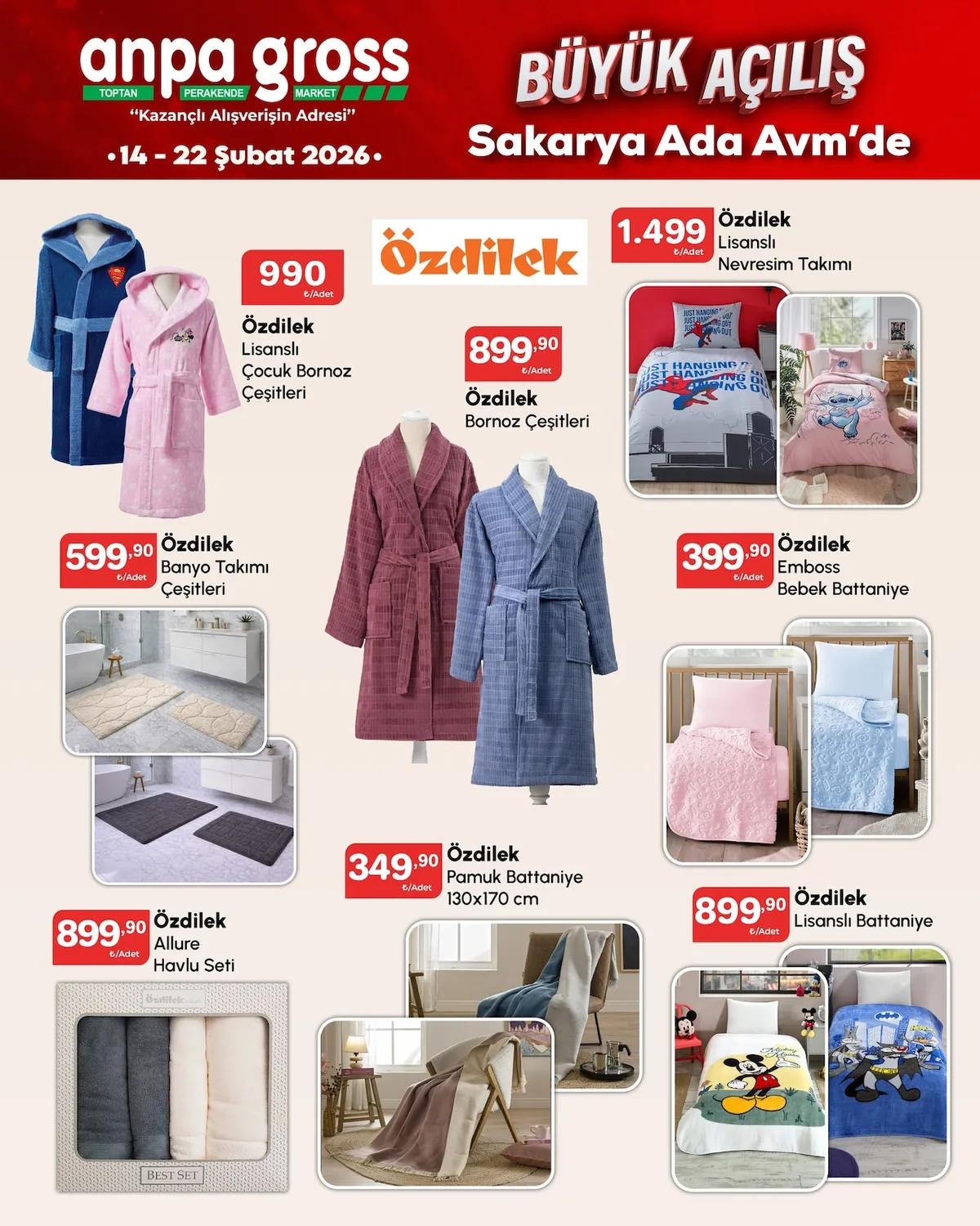 Anpa Anpa Gross 14 Şubat 2026 Aktüel Kataloğu sayfa 33: Özdilek Banyo Takımı Çeşitleri, Özdilek Banyo Takımı Çeşitleri