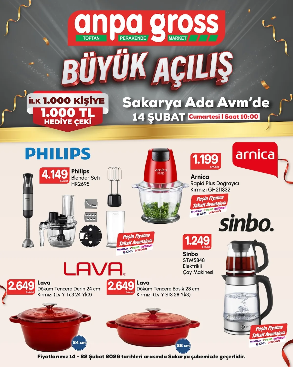 Anpa Anpa Gross 14 Şubat 2026 Aktüel Kataloğu sayfa 38: Lava Döküm Tencere Derin 24 Cm Kırmızı (Lv Y Tc3 24 Yk3), Lava Döküm Tencere Basık 28 Cm Kırmızı (Lv Y St3 28 Yk3)