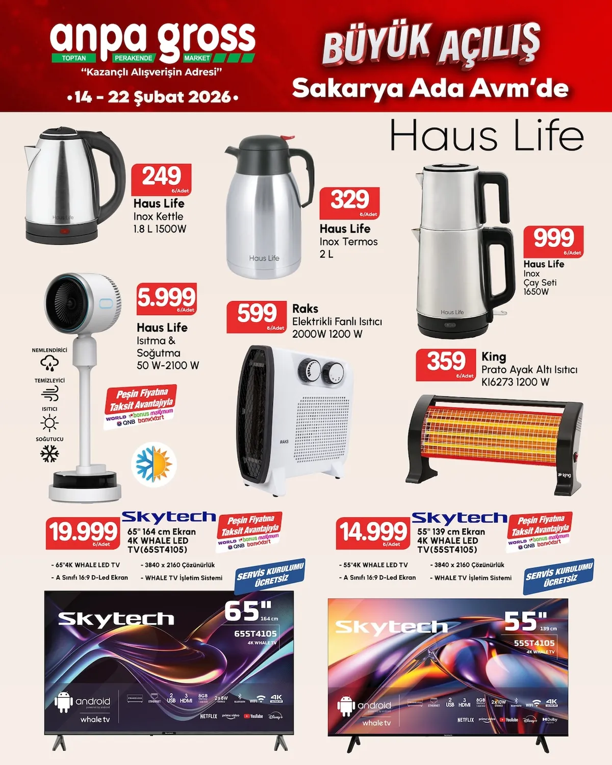 Anpa Anpa Gross 14 Şubat 2026 Aktüel Kataloğu sayfa 42: Haus Life Inox Çay Seti 1650W, King Prato Ayak Altı Isıtıcı Ki6273 1200 W