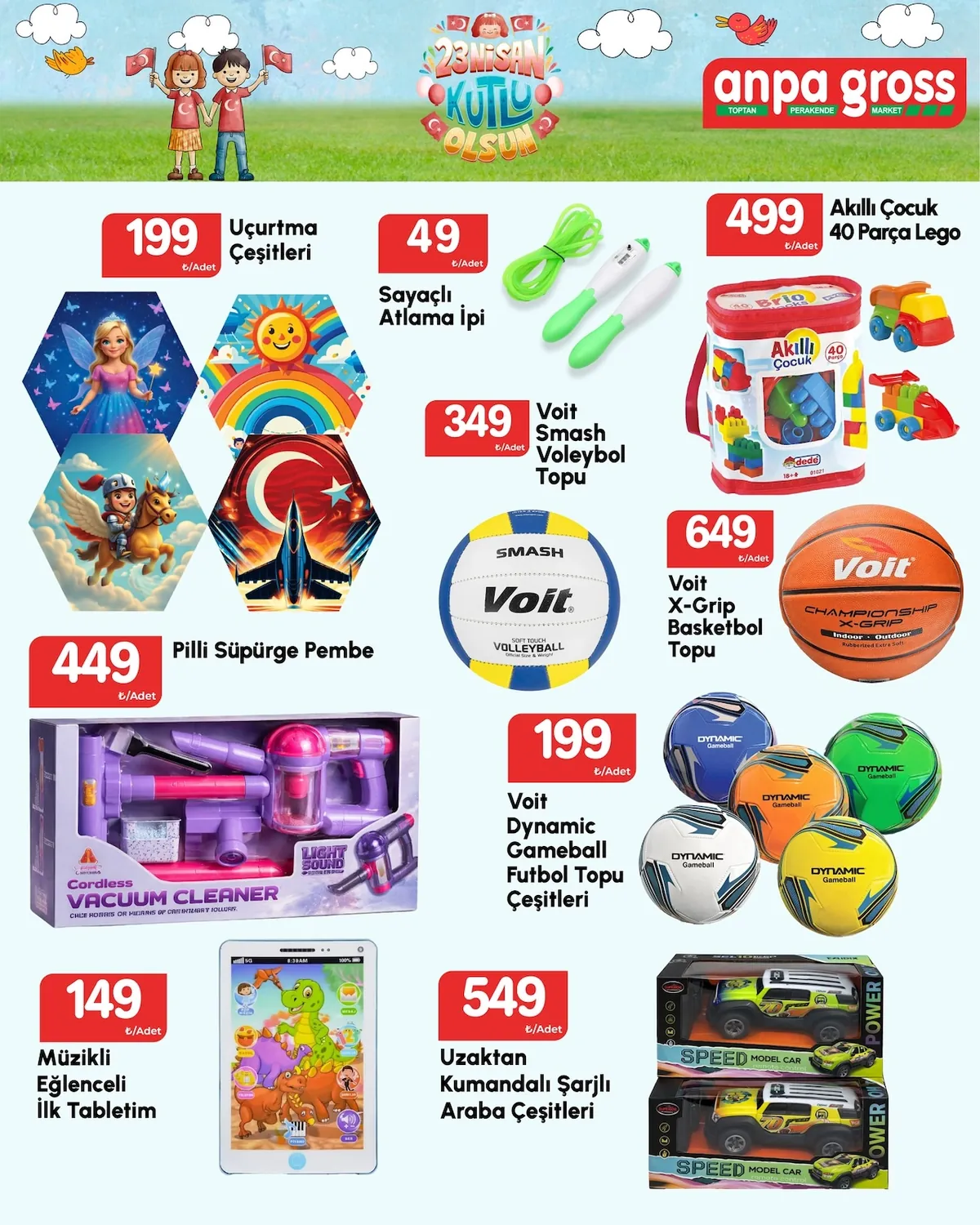 Anpa Anpa Gross 22 Nisan 2026 Aktüel Kataloğu sayfa 2: Voit X-Grip Basketbol Topu, Voit Dynamic Gameball Futbol Topu Çeşitleri