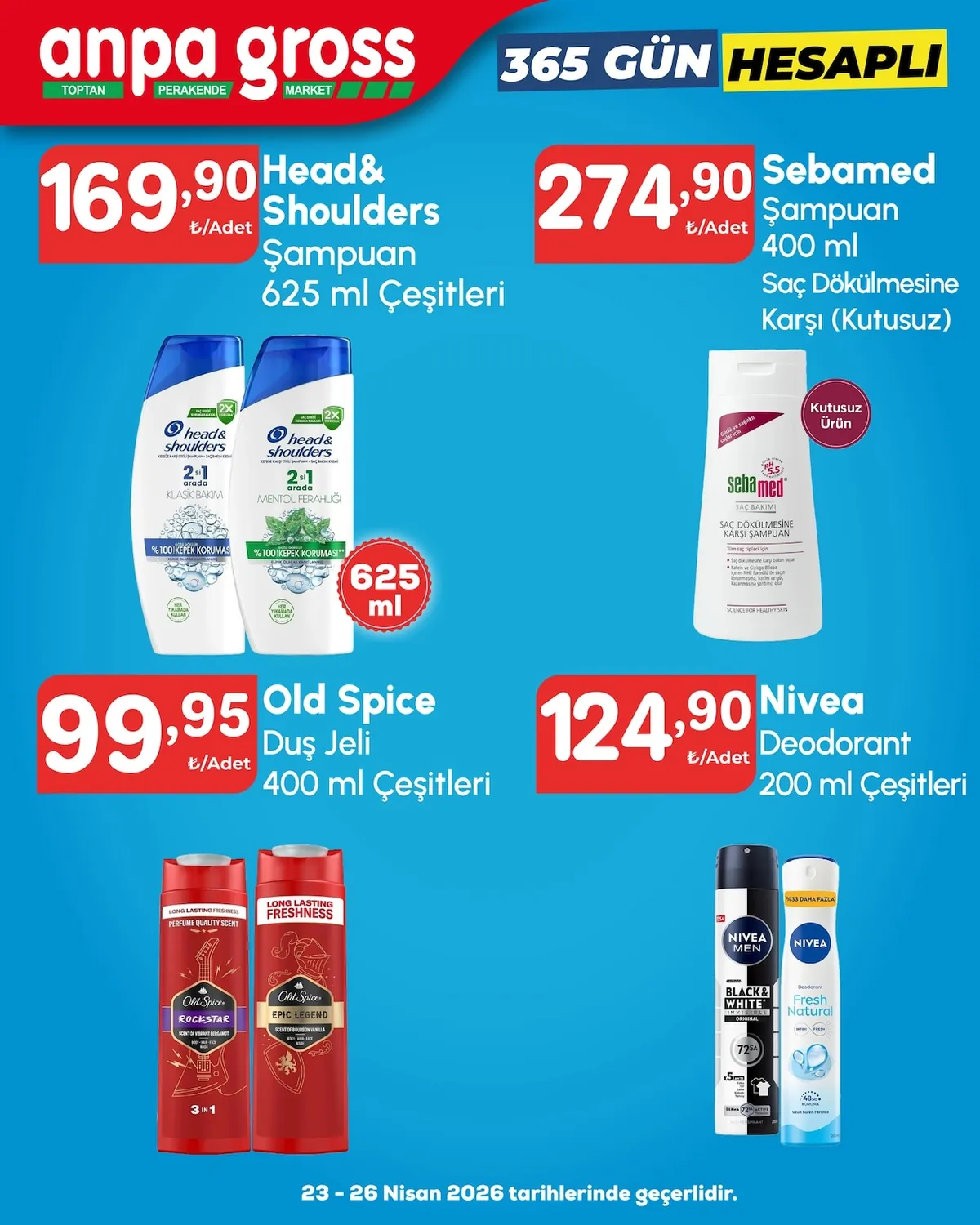 Anpa Anpa Gross 23 Nisan 2026 Aktüel Kataloğu sayfa 19: Head & Shoulders 2'Si 1 Arada Klasik Bakım Ve Mentol Ferahlığı Şampuan 625 Ml, Sebamed Saç Dökülmesine Karşı Şampuan 400 Ml