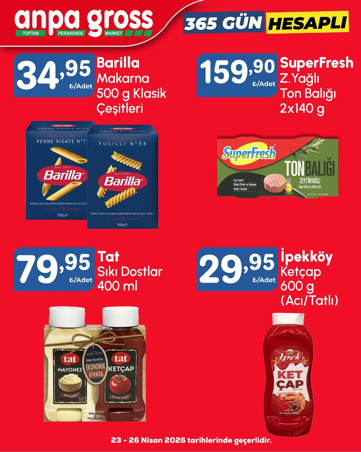 Anpa Anpa Gross 23 Nisan 2026 Aktüel Kataloğu sayfa 9: Barilla Makarna 500G X2, Barilla Makarna 500G Klasik Çeşitleri