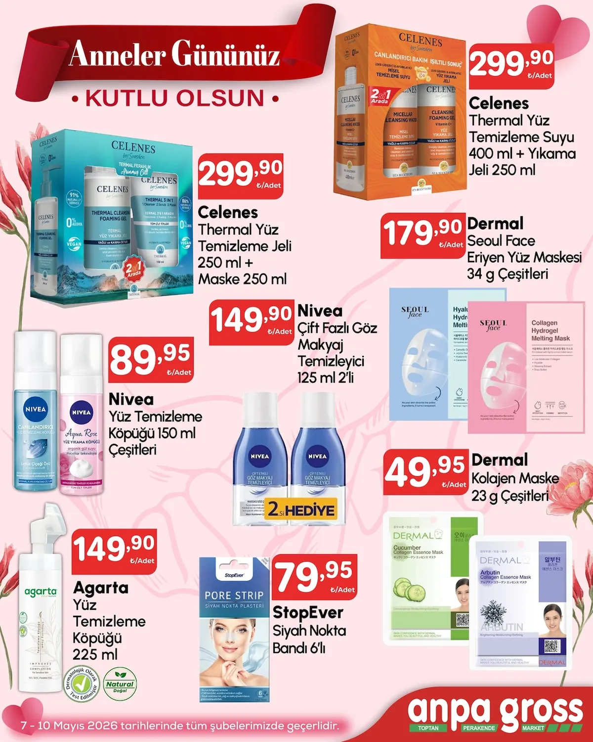 Anpa Anpa Gross 7 Mayıs 2026 Aktüel Kataloğu sayfa 18: Celenes Thermal Yüz Temizleme Suyu 400 Ml + Yıkama Jeli 250 Ml