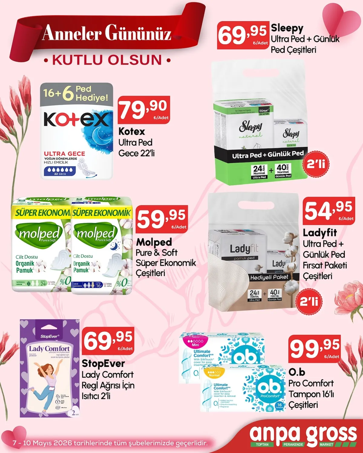 Anpa Anpa Gross 7 Mayıs 2026 Aktüel Kataloğu sayfa 19: Sleepy Ultra Ped + Günlük Ped Çeşitleri