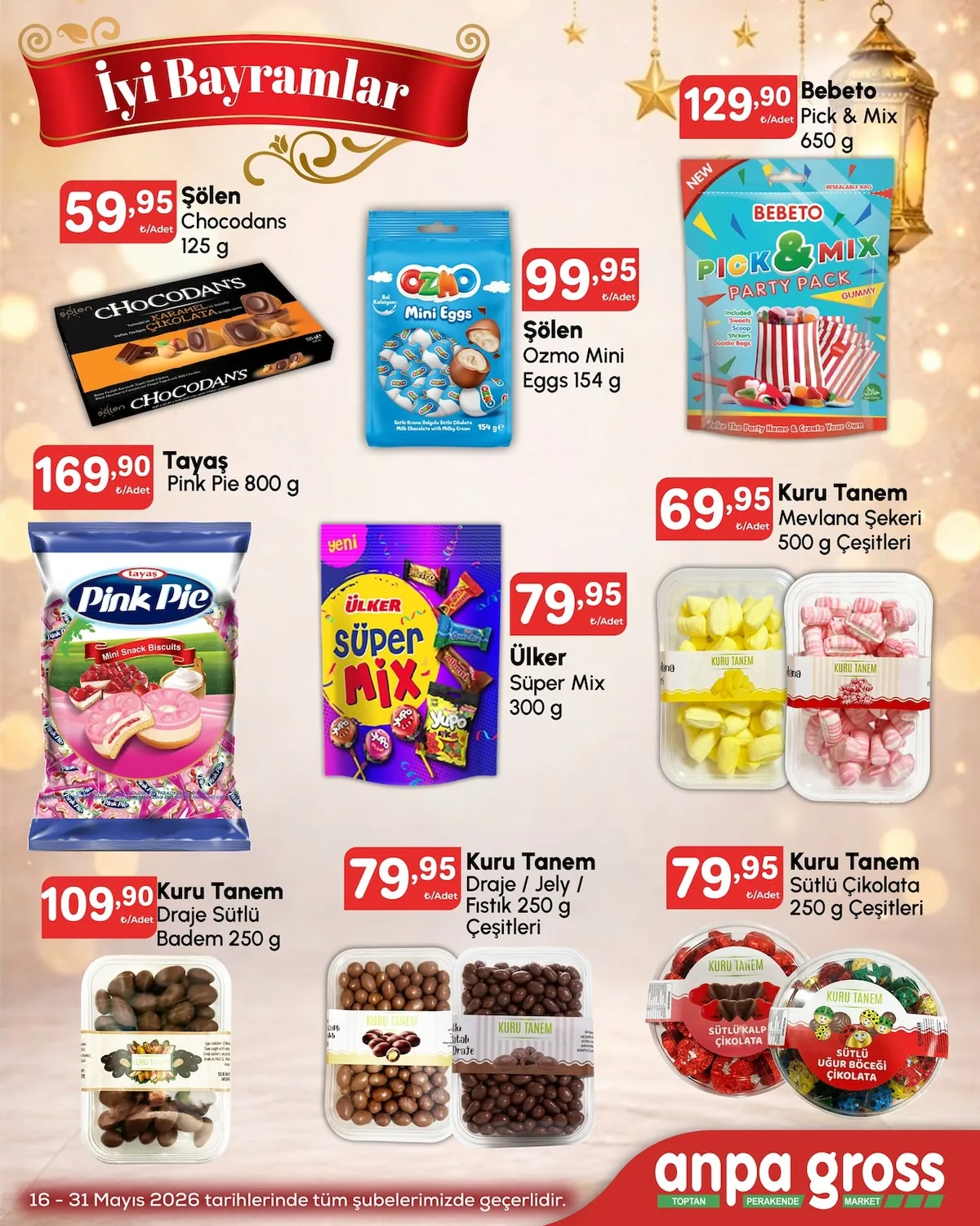 Anpa Anpa Gross 16 Mayıs 2026 Aktüel Kataloğu sayfa 3: Şölen Chocodans 125 G, Ülker Süper Mix 300 G