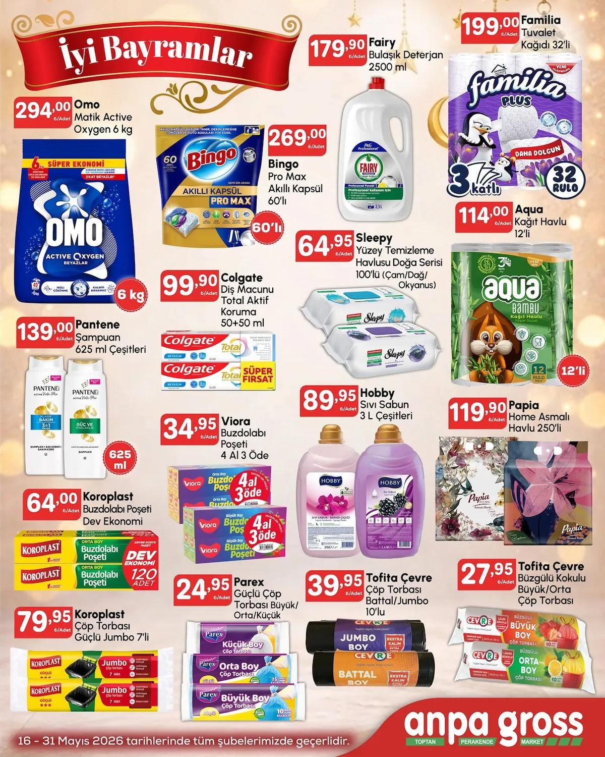 Anpa Anpa Gross 16 Mayıs 2026 Aktüel Kataloğu sayfa 6: Pantene Şampuan 625 Ml Çeşitleri, Papia Home Asmalı Havlu 250'Li