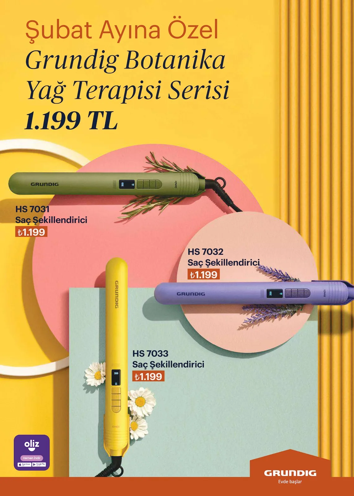 Arçelik Arçelik 1 Şubat 2026 Aktüel Kataloğu sayfa 101: Grundig Botanika Yağ Terapisi Serisi Hs 7031 Saç Şekillendirici