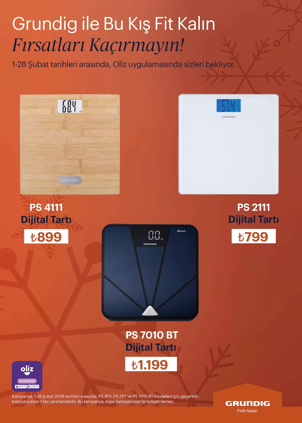 Arçelik Arçelik 1 Şubat 2026 Aktüel Kataloğu sayfa 105: Grundig Ps 7010 Bt Dijital Tartı, Grundig Ps 7010 Bt Dijital Tartı