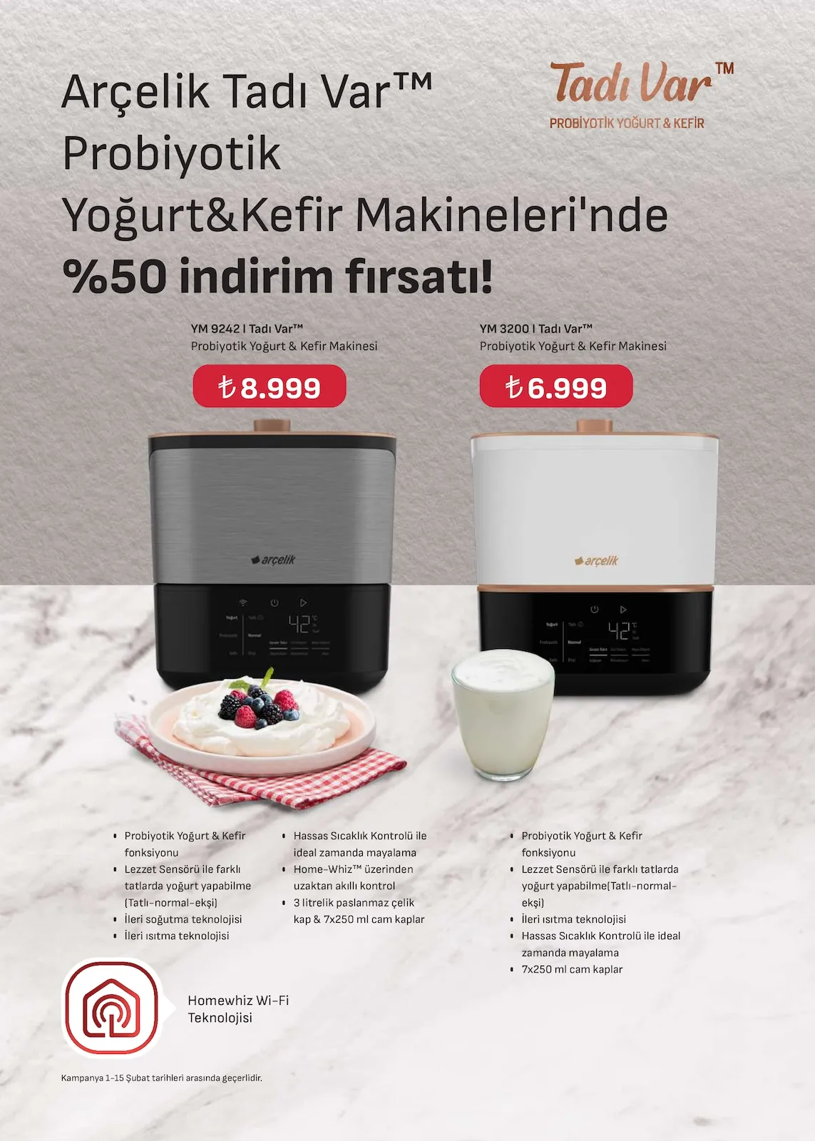 Arçelik Arçelik 1 Şubat 2026 Aktüel Kataloğu sayfa 53: Ym 3200 I Tadı Var™ Probiyotik Yoğurt & Kefir Makinesi