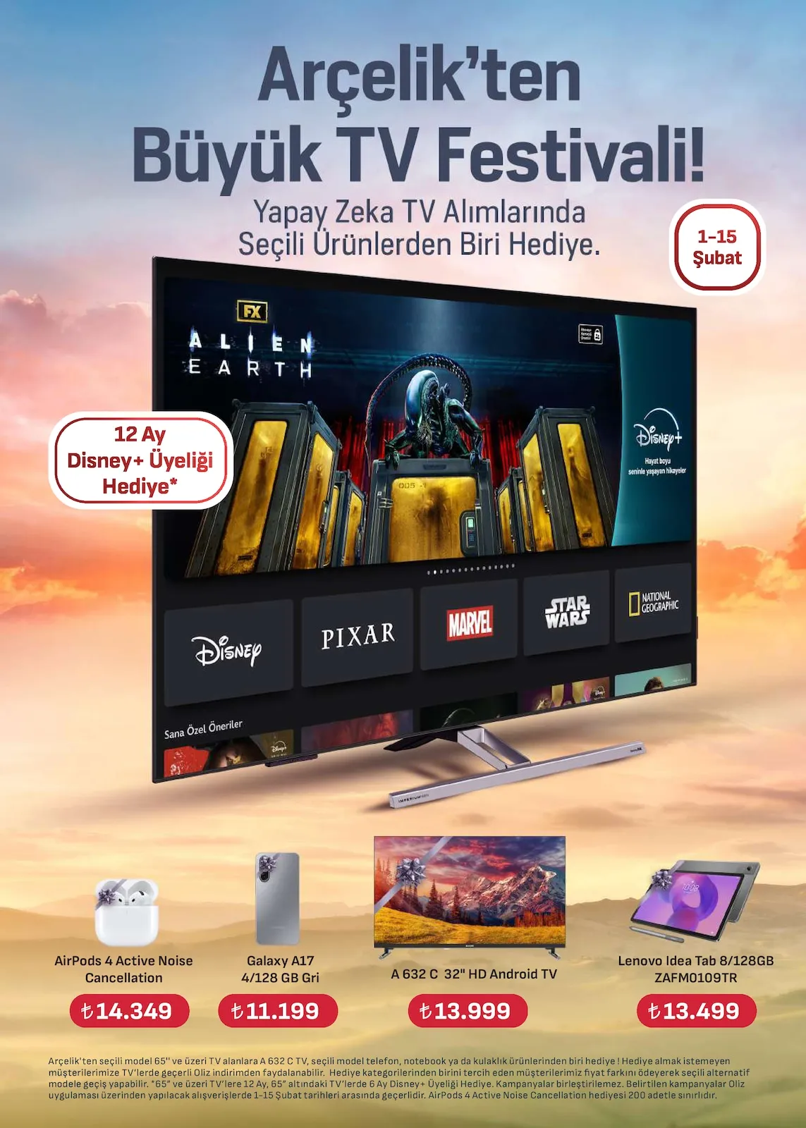 Arçelik Arçelik 1 Şubat 2026 Aktüel Kataloğu sayfa 90: A 632 C 32" Hd Android Tv, Lenovo Idea Tab 8/128Gb Zafm0109Tr