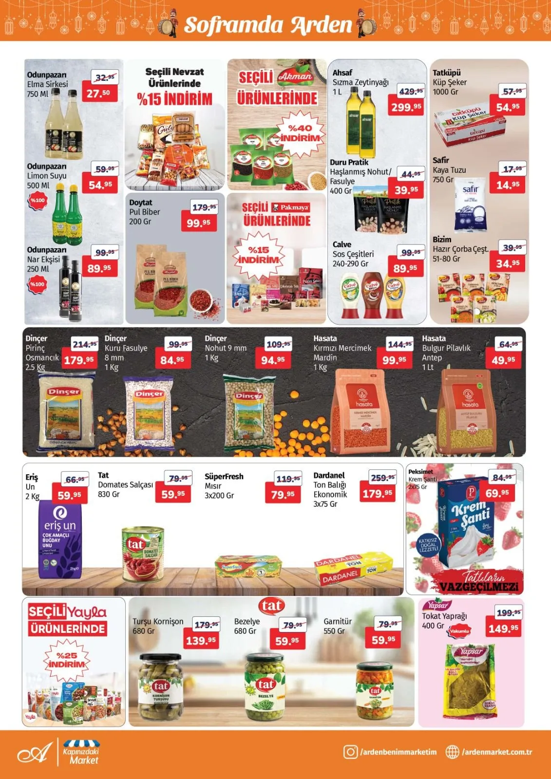 Arden Arden Market 13 Şubat 2026 Aktüel Kataloğu sayfa 3: Peksimet Krem Şanti 2X75 Gr, Doytat Pul Biber 200 Gr
