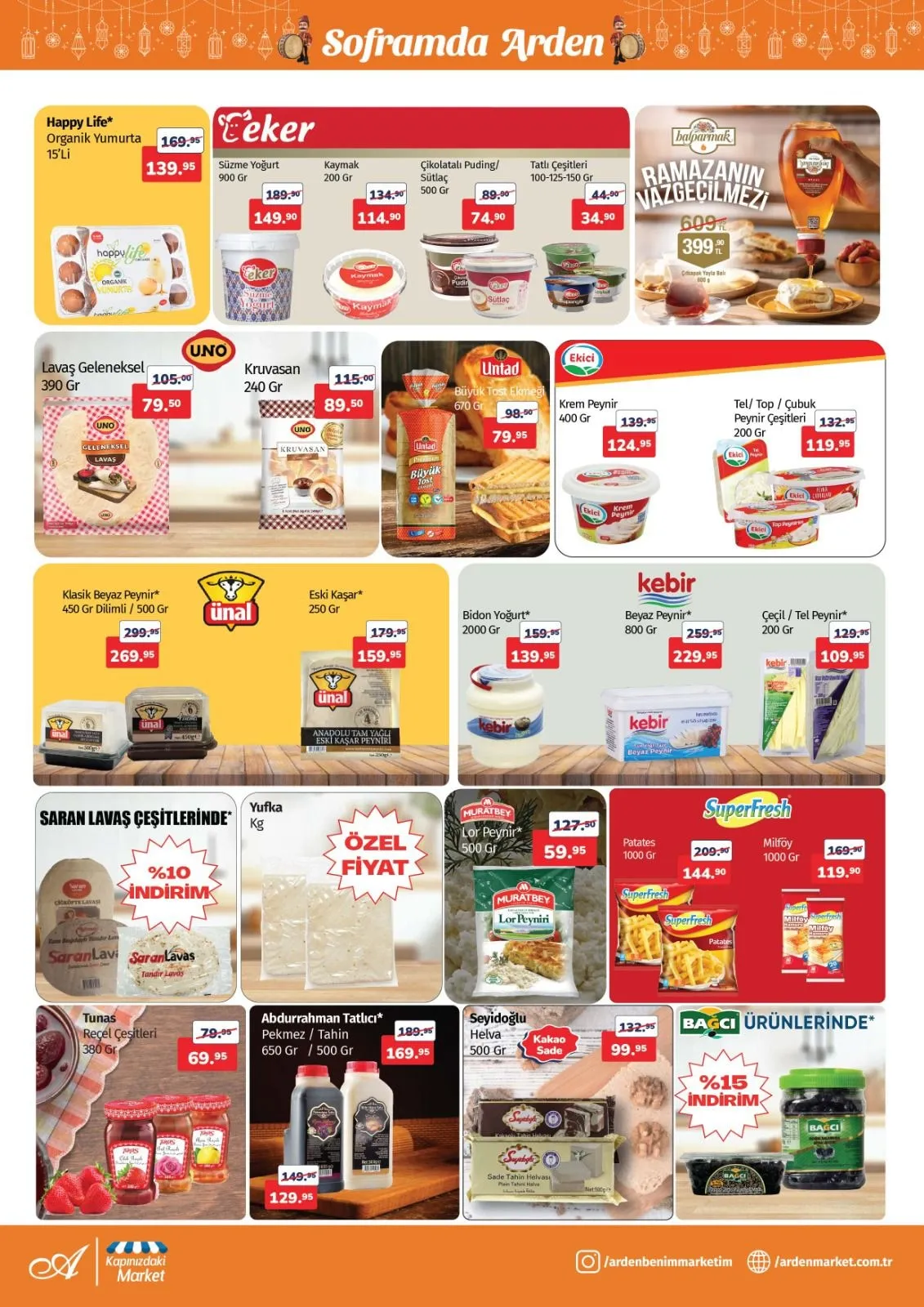 Arden Arden Market 13 Şubat 2026 Aktüel Kataloğu sayfa 5: Abdurrahman Tatlıcı Pekmez / Tahin 650 Gr / 500 Gr, Tunas Reçel Çeşitleri 380 Gr