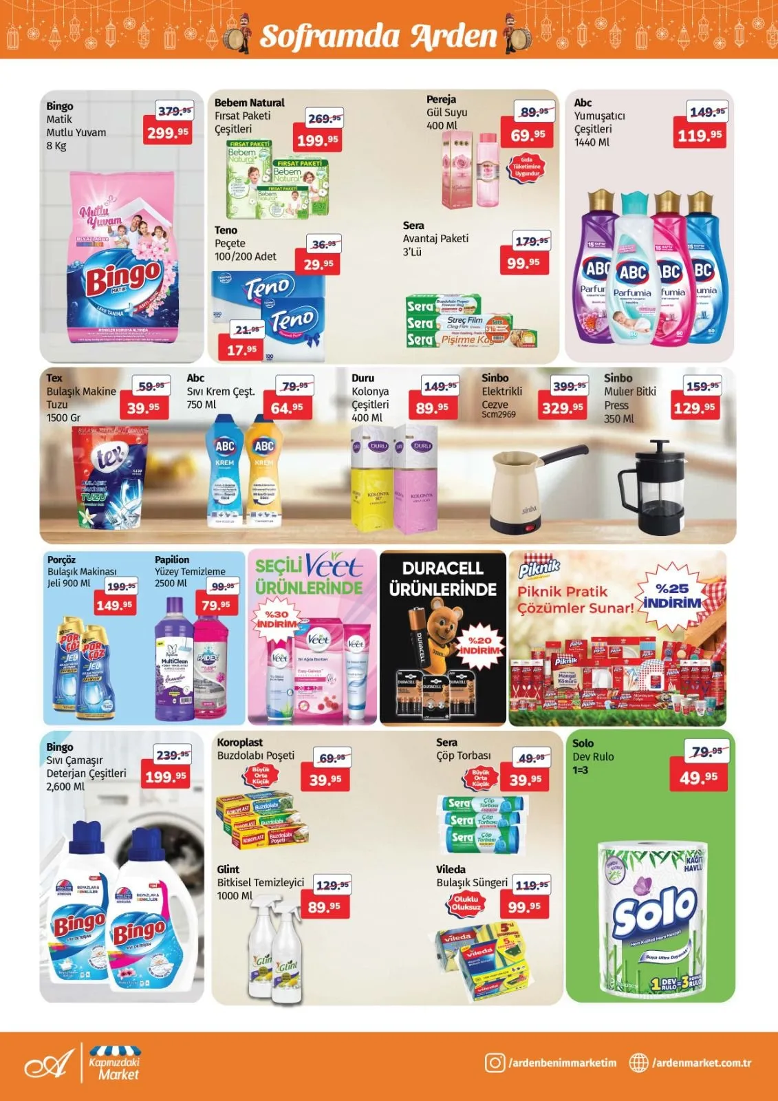 Arden Arden Market 13 Şubat 2026 Aktüel Kataloğu sayfa 7: Koroplast Buzdolabı Poşeti, Abc Yumuşatıcı Çeşitleri 1440 Ml
