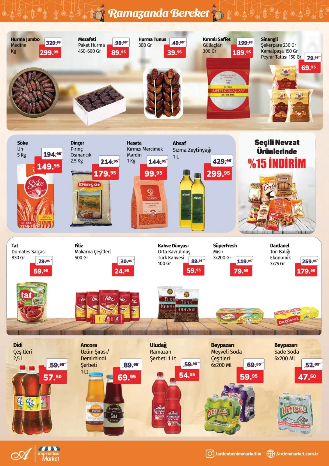 Arden Arden Market 23 Şubat 2026 Aktüel Kataloğu sayfa 3: Beypazarı Meyveli Soda Çeşitleri 6X200 Ml, Ancora Üzüm Şırası/Demirhindi Şerbeti 1 Lt