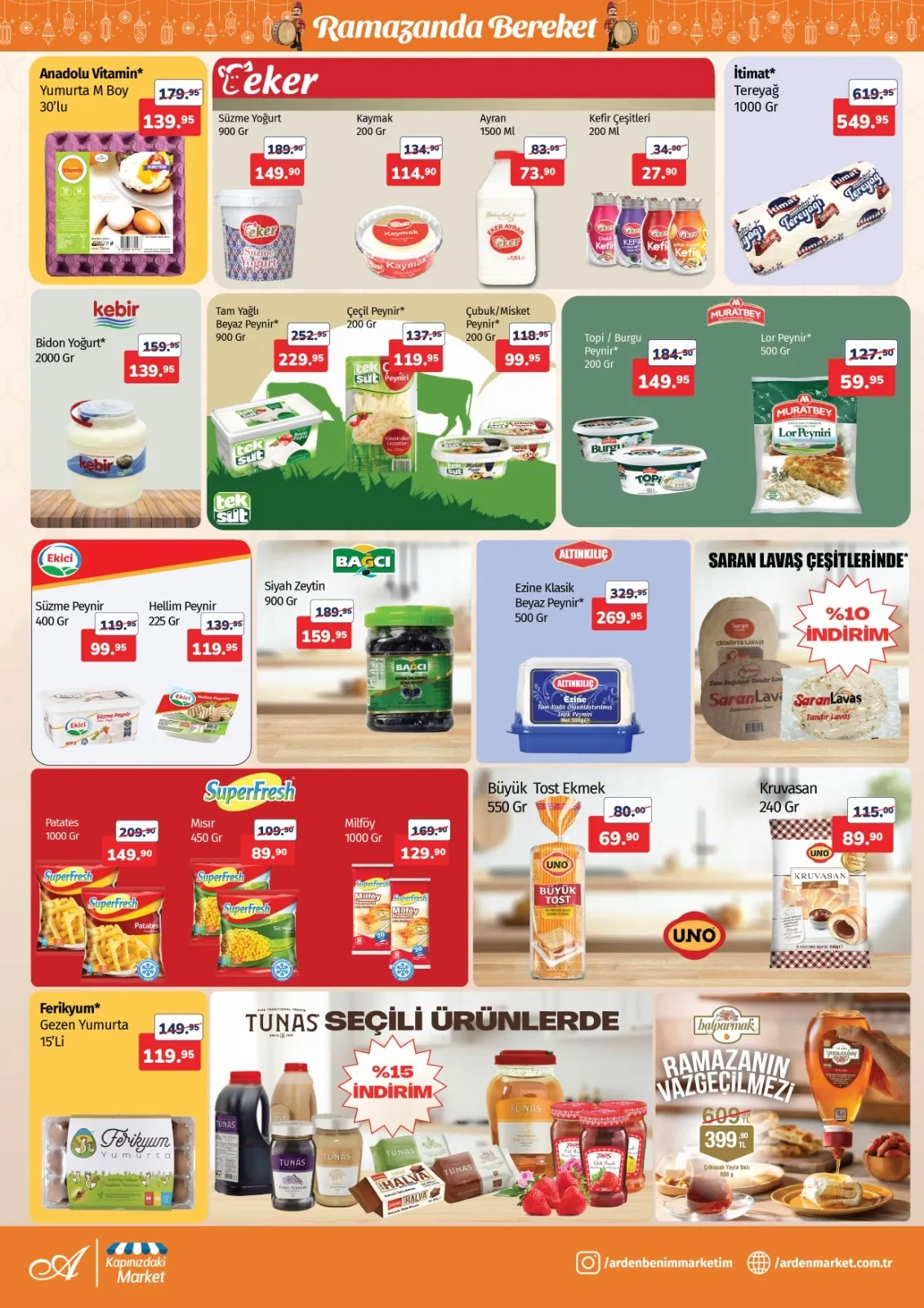 Arden Arden Market 27 Şubat 2026 Aktüel Kataloğu sayfa 3: İtimat Tereyağ 1000 Gr, Muratbey Lor Peynir 500 Gr