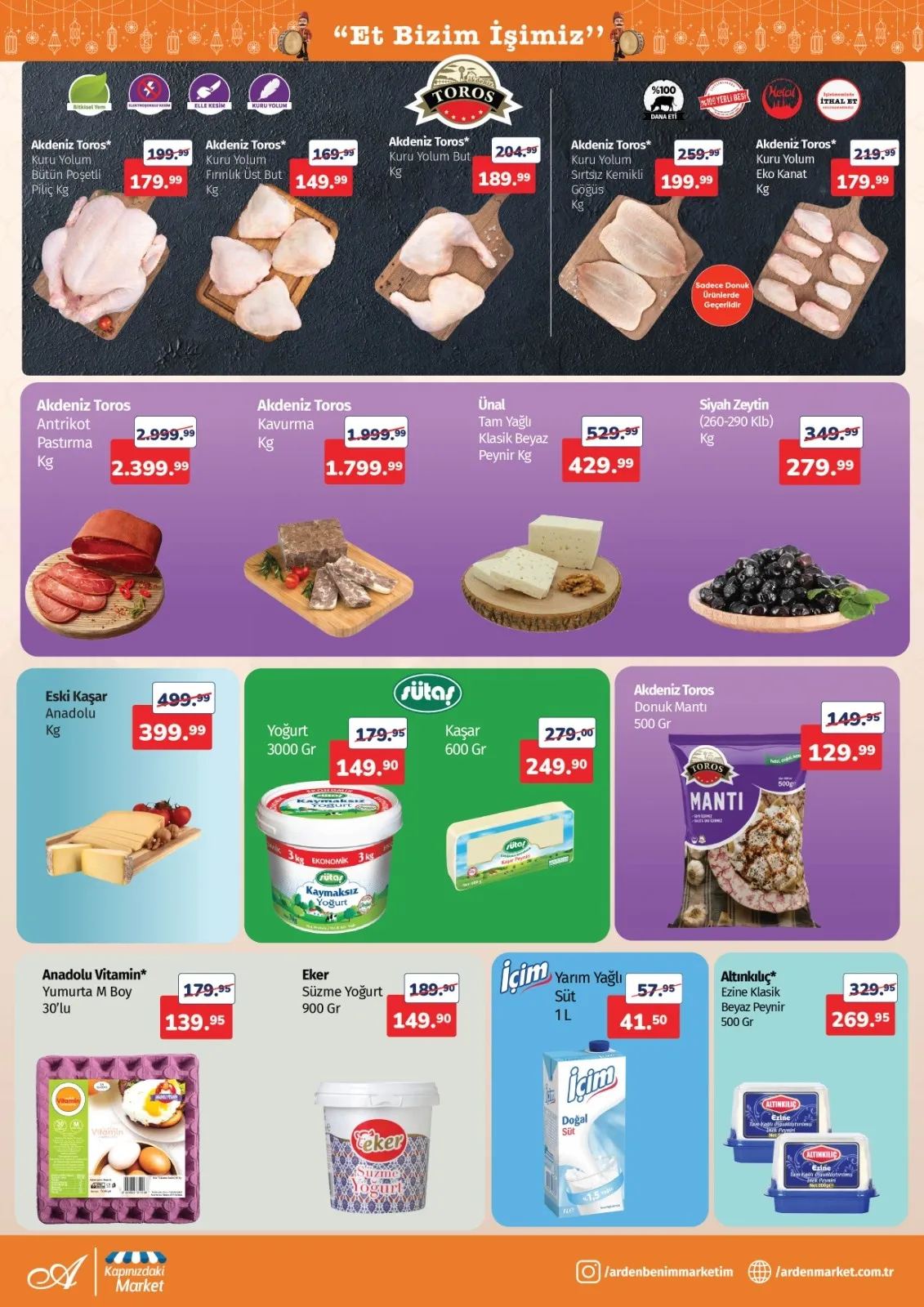 Arden Arden Market 9 Mart 2026 Aktüel Kataloğu sayfa 2: Içim Yarım Yağlı Süt 1 L, Eker Süzme Yoğurt 900 Gr