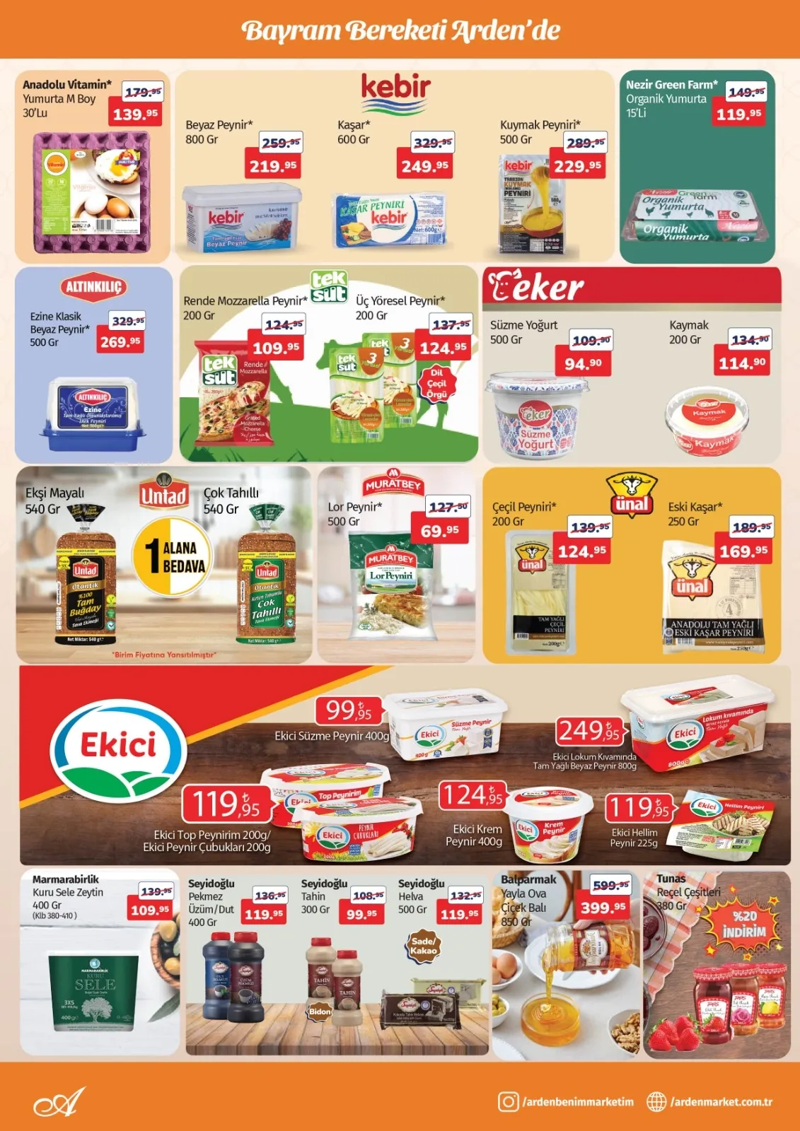 Arden Arden Market 13 Mart 2026 Aktüel Kataloğu sayfa 3: Anadolu Vitamin Yumurta M Boy 30'Lu, Kuymak Peyniri 500 Gr