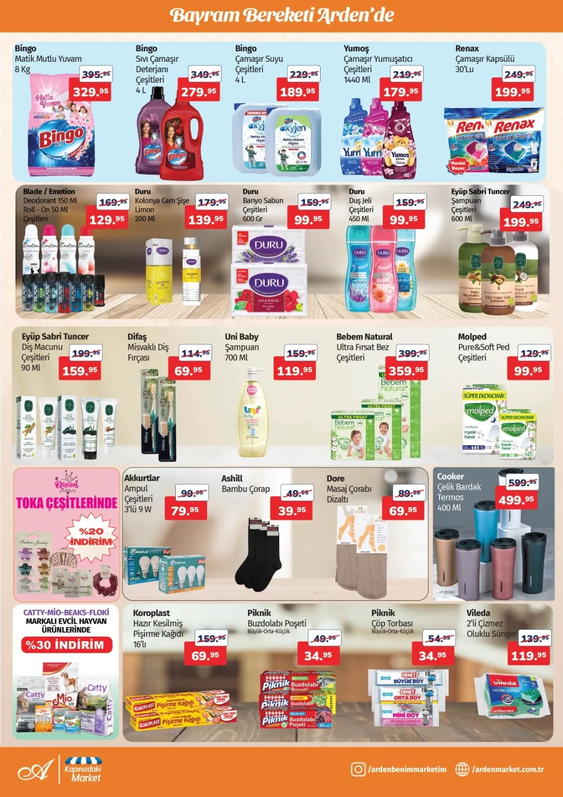Arden Arden Market 13 Mart 2026 Aktüel Kataloğu sayfa 6: Renax Çamaşır Kapsülü 30'Lu, Bebem Natural Ultra Fırsat Bez Çeşitleri