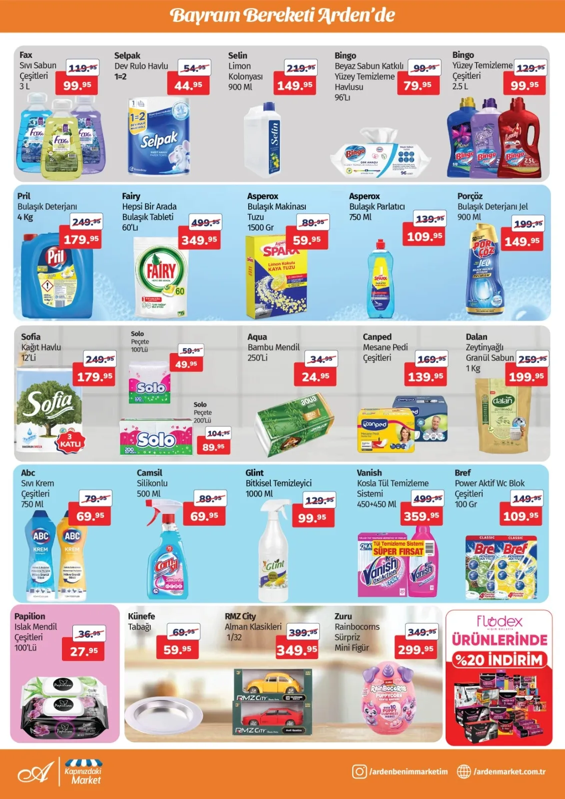 Arden Arden Market 13 Mart 2026 Aktüel Kataloğu sayfa 7: Sofia Kağıt Havlu 12'Li, Bingo Beyaz Sabun Katkılı Yüzey Temizleme Havlusu 96'Lı