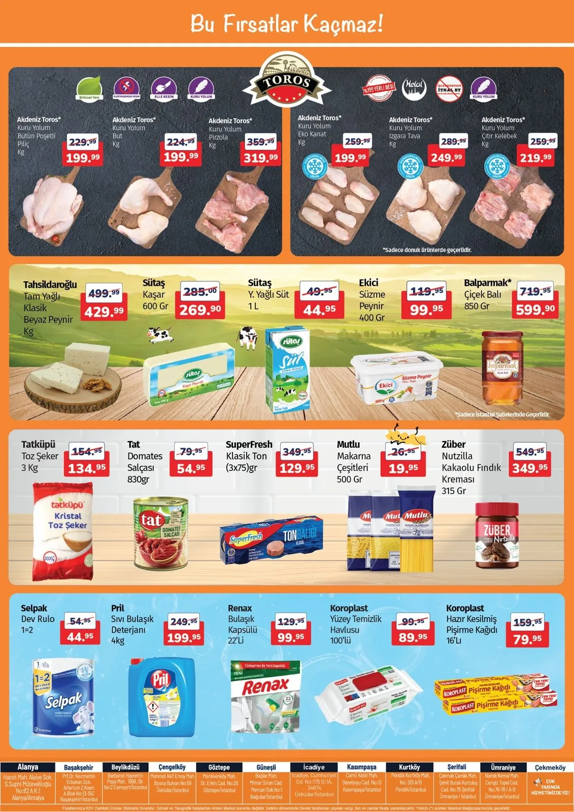 Arden Arden Market 20 Nisan 2026 Aktüel Kataloğu sayfa 2: Akdeniz Toros Kuru Yulum Eko Kanat Kg, Tatküpü Toz Şeker 3 Kg