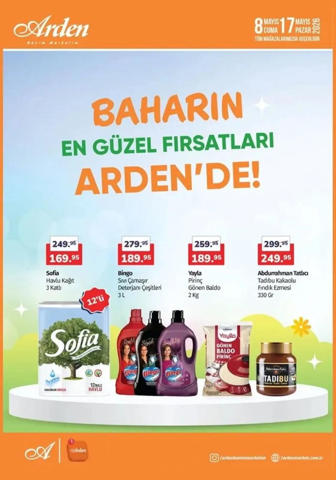 Arden Arden Market 8 Mayıs 2026 Aktüel Kataloğu sayfa 1: Sofia Havlu Kağıt 3 Katlı 12'Li