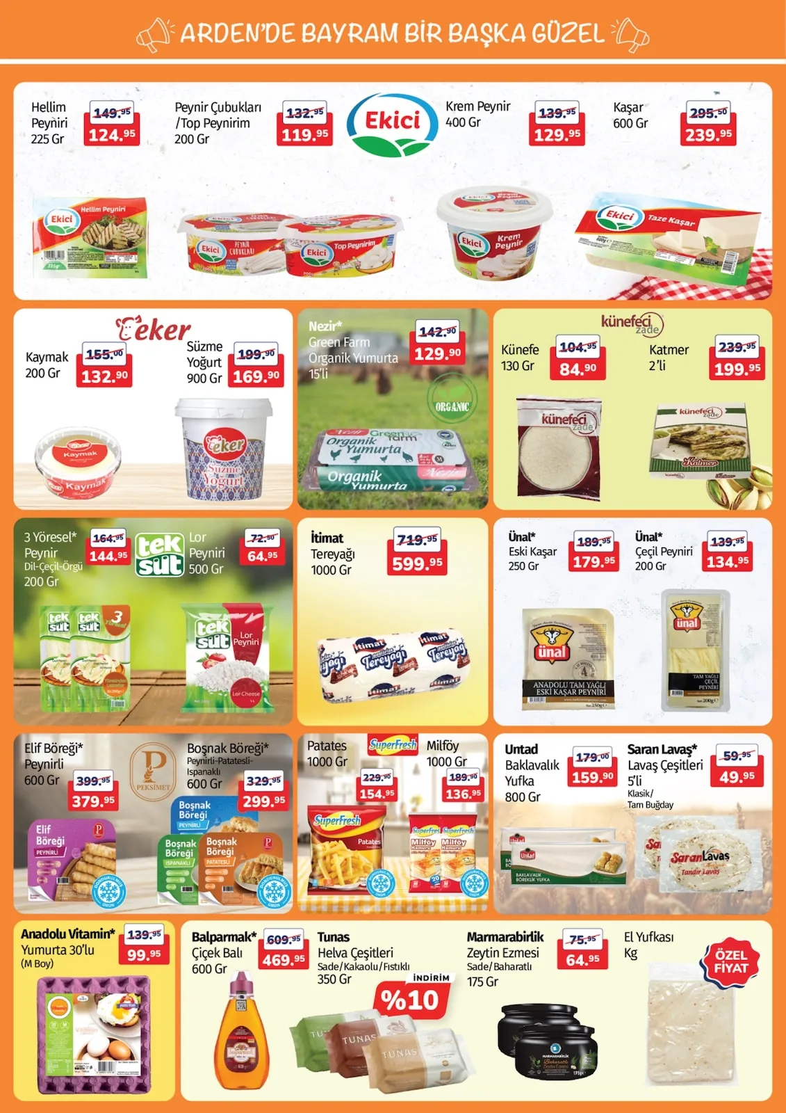 Arden Arden Market 22 Mayıs 2026 Aktüel Kataloğu sayfa 3: Nezir Green Farm Organik Yumurta 15'Li, Itimat Tereyağı 1000 Gr