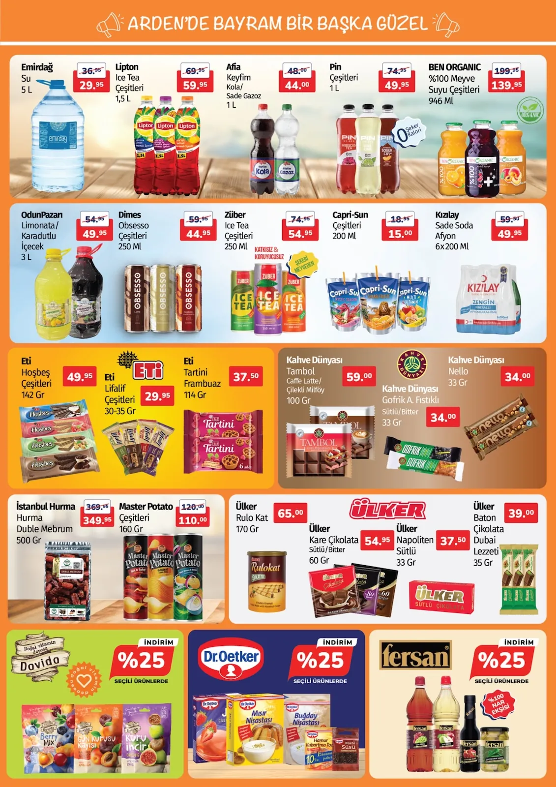 Arden Arden Market 22 Mayıs 2026 Aktüel Kataloğu sayfa 5: Ben Organic %100 Meyve Suyu Çeşitleri 946 Ml, Kızılay Sade Soda Afyon 6X200 Ml