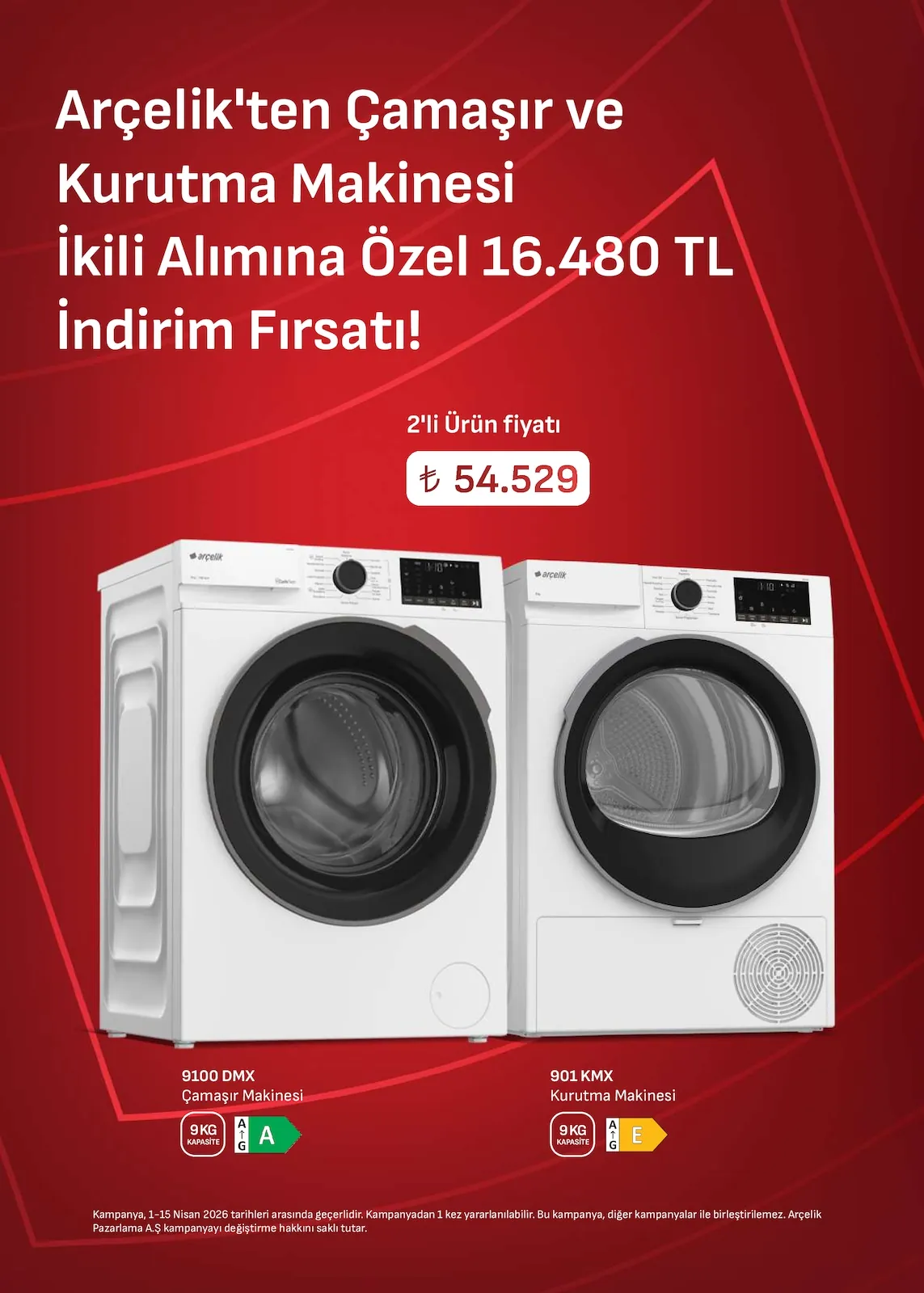 Arçelik Arçelik 1 Nisan 2026 Aktüel Kataloğu sayfa 24: Arçelik Çamaşır Ve Kurutma Makinesi