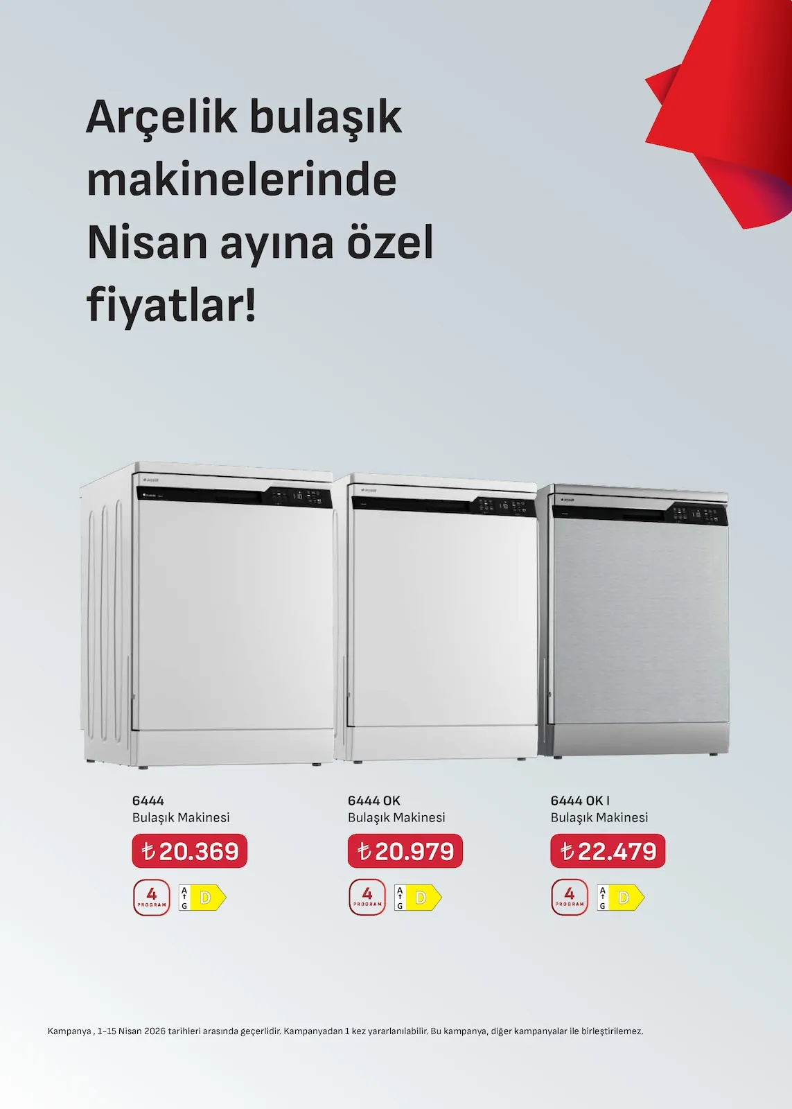 Arçelik Arçelik 1 Nisan 2026 Aktüel Kataloğu sayfa 36: 6444 Bulaşık Makinesi, 6444 Ok Bulaşık Makinesi
