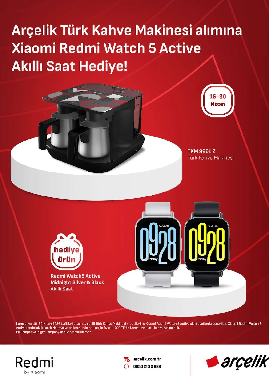 Arçelik Arçelik 16 Nisan 2026 Aktüel Kataloğu sayfa 60: Redmi Watch5 Active Midnight Silver & Black Akıllı Saat