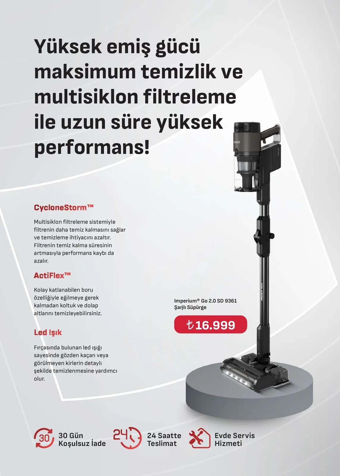 Arçelik Arçelik 1 Mayıs 2026 Aktüel Kataloğu sayfa 65: Imperium® Go 2.0 Sd 9361 Şarjılı Süpürge