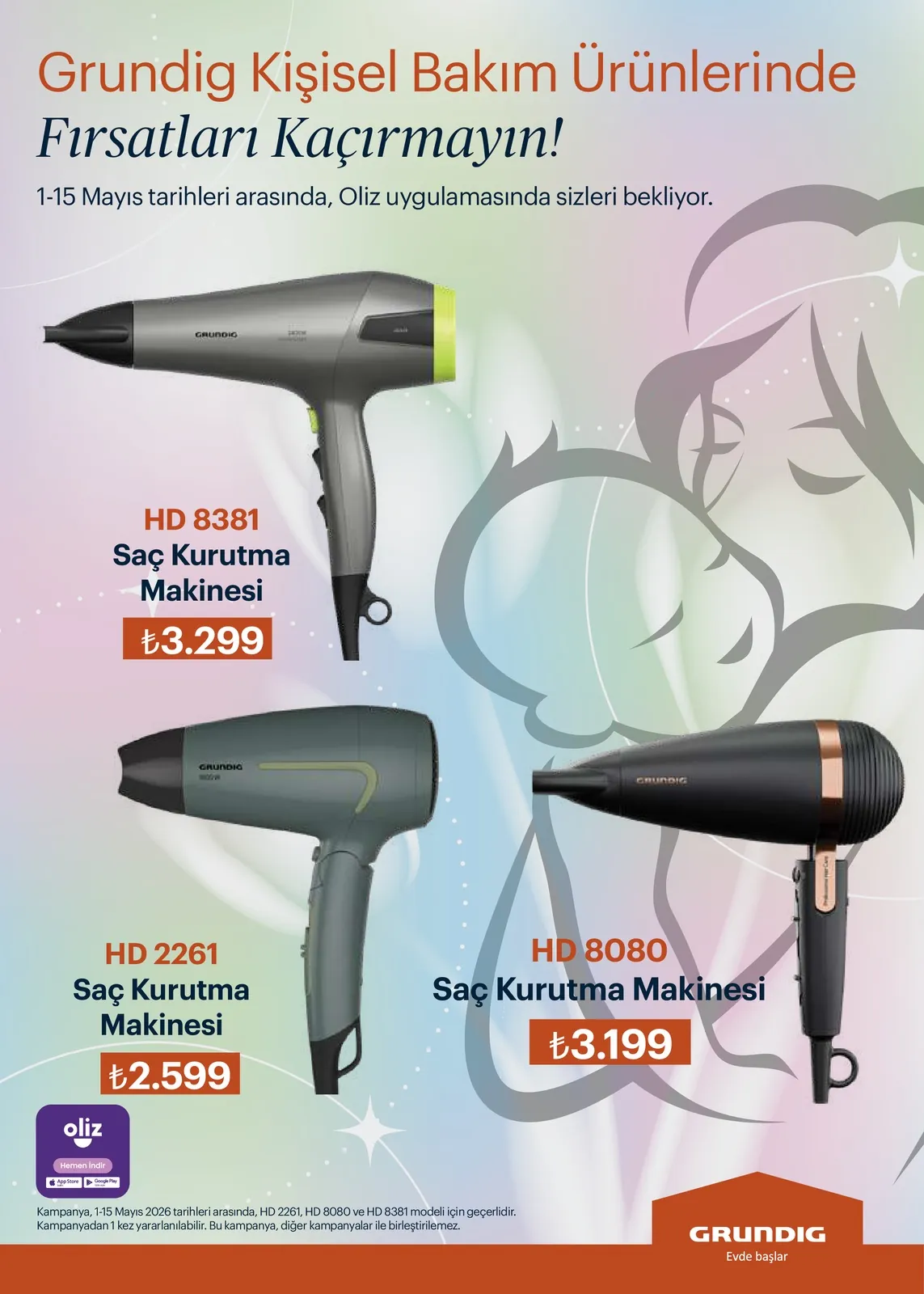 Arçelik Arçelik 1 Mayıs 2026 Aktüel Kataloğu sayfa 99: Grundig Hd 2261 Saç
Kurutma Makinesi