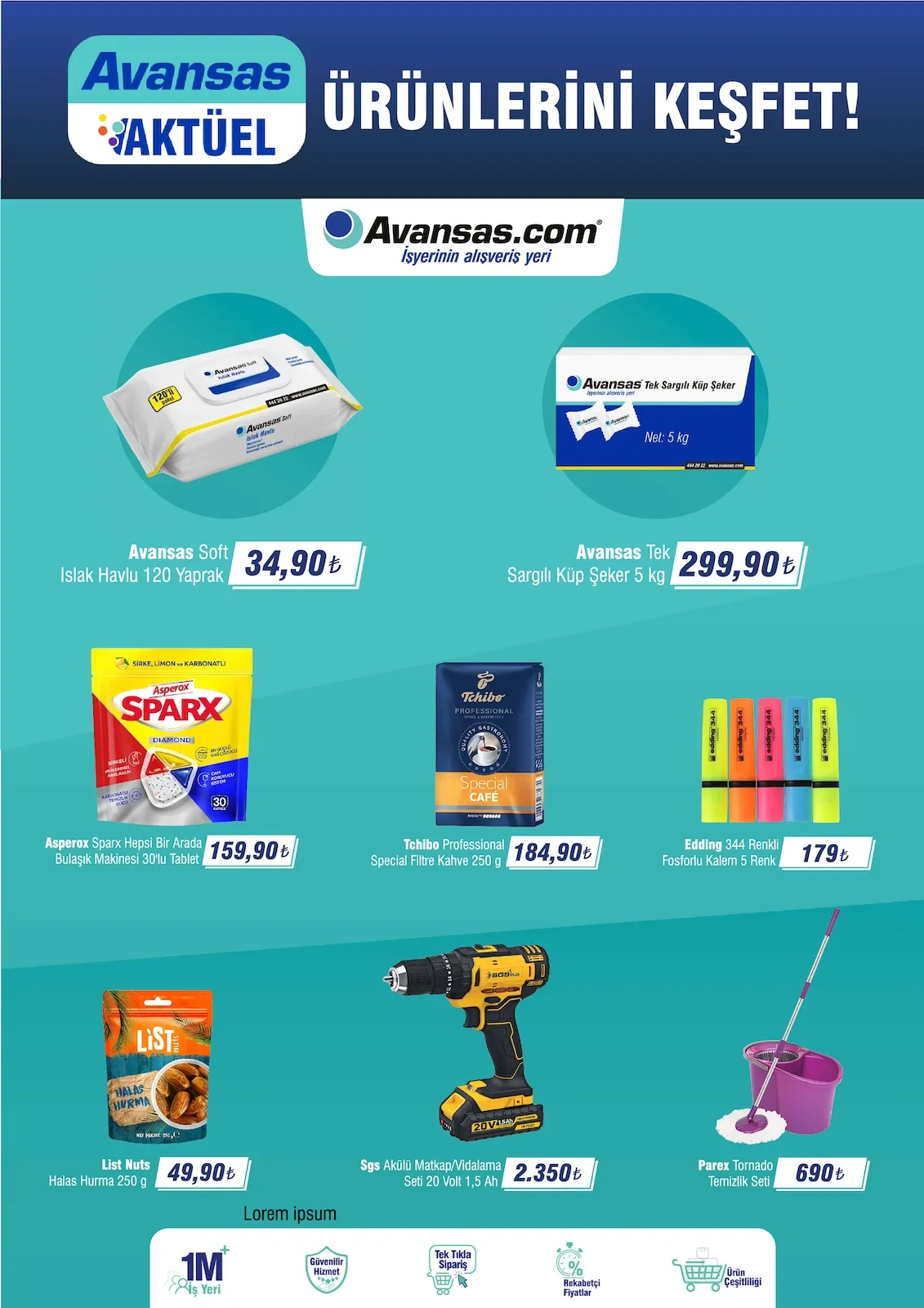 Avansas Avansas 16 Şubat 2026 Aktüel Kataloğu sayfa 2: Parex Tornado Temizlik Seti, Tchibo Professional Special Filtre Kahve 250 G