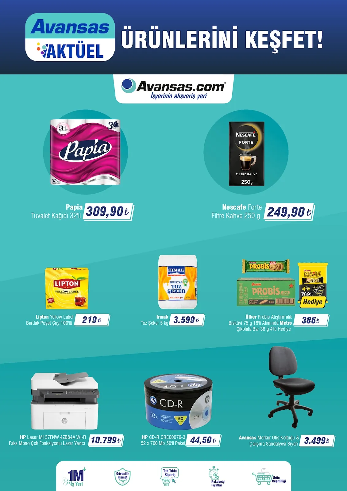 Avansas Avansas 20 Nisan 2026 Aktüel Kataloğu sayfa 2: Papia Tuvalet Kağıdı 32'Li, Ülker Probis Atıştırmalık Bisküvi 75 G 18'Li Alımında Metro Çikolata Bar 36 G 4'Lü Hediye