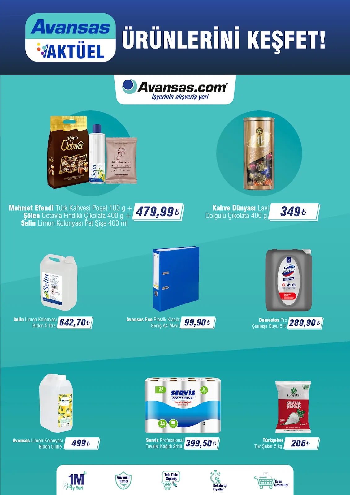 Avansas Avansas 11 Mayıs 2026 Aktüel Kataloğu sayfa 1: Domestos Pro Çamaşır Suyu 5 Lt, Kahve Dünyası Lavi Dolgulu Çikolata 400 G