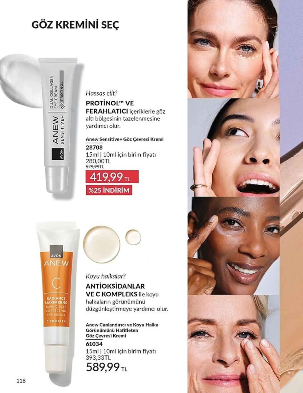 Avon Avon 1 Şubat 2026 Aktüel Kataloğu sayfa 118: Avon Anew Radiance Maximising Dark Circle Correcting Eye Cream C Complex 15Ml, Avon Anew Sensitive+ Göz Çevresi Kremi 15Ml