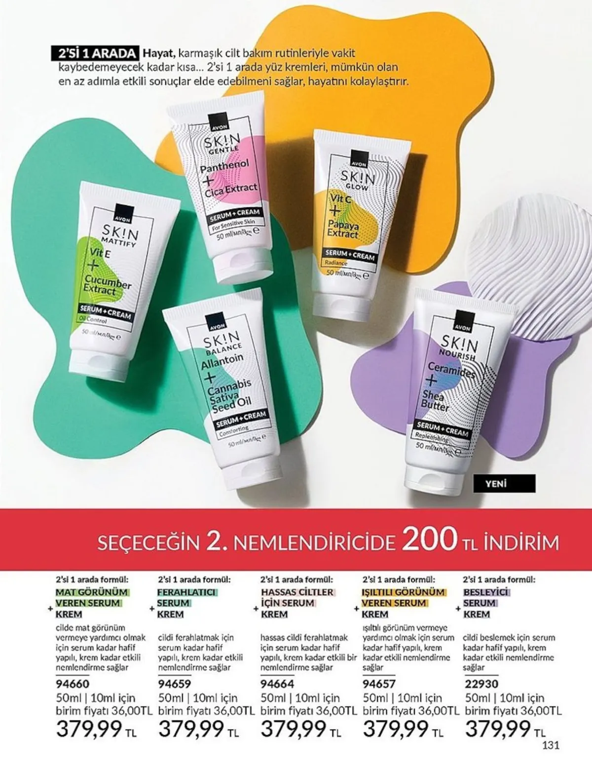 Avon Avon 1 Şubat 2026 Aktüel Kataloğu sayfa 131: Hassas Ciltler İçin Serum + Krem, Mat Görünüm Veren Serum + Krem