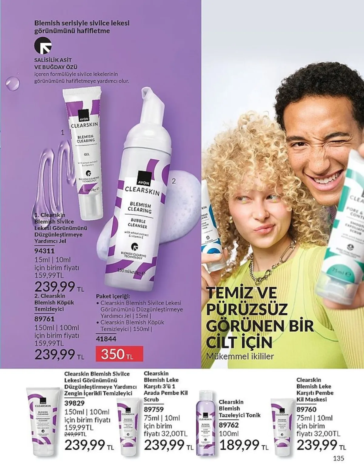 Avon Avon 1 Şubat 2026 Aktüel Kataloğu sayfa 135: Clearskin Blemish Leke Karşıtı Pembe Kil Maskesi 75Ml | 10Ml, Clearskin Blemish Tazeleyici Tonik 100Ml