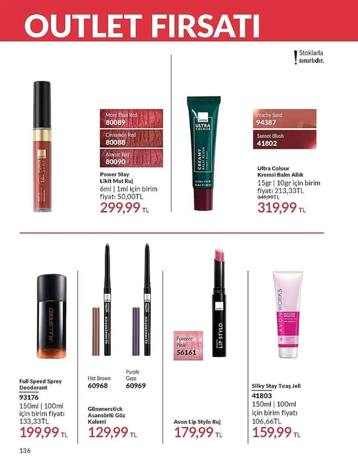 Avon Avon 1 Şubat 2026 Aktüel Kataloğu sayfa 136: Avon Lip Stylo Ruj, Silky Stay Tıraş Jeli 41803 150Ml