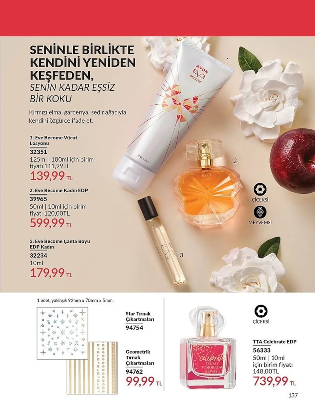 Avon Avon 1 Şubat 2026 Aktüel Kataloğu sayfa 137: Tta Celebrate Edp 50Ml | 10Ml, Star Tırnak Çıkartmaları