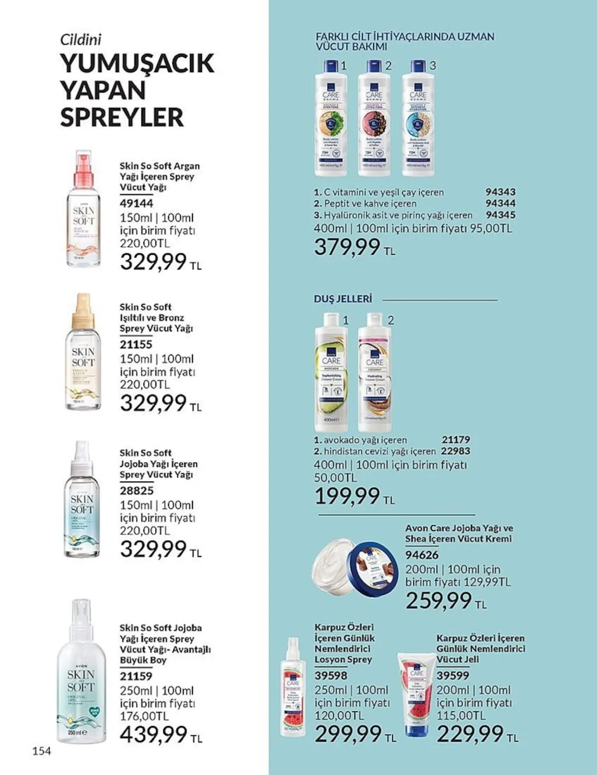 Avon Avon 1 Şubat 2026 Aktüel Kataloğu sayfa 154: Skin So Soft Jojoba Yağı İçeren Sprey Vücut Yağı 150Ml, Skin So Soft Işıltılı Ve Bronz Sprey Vücut Yağı 150Ml