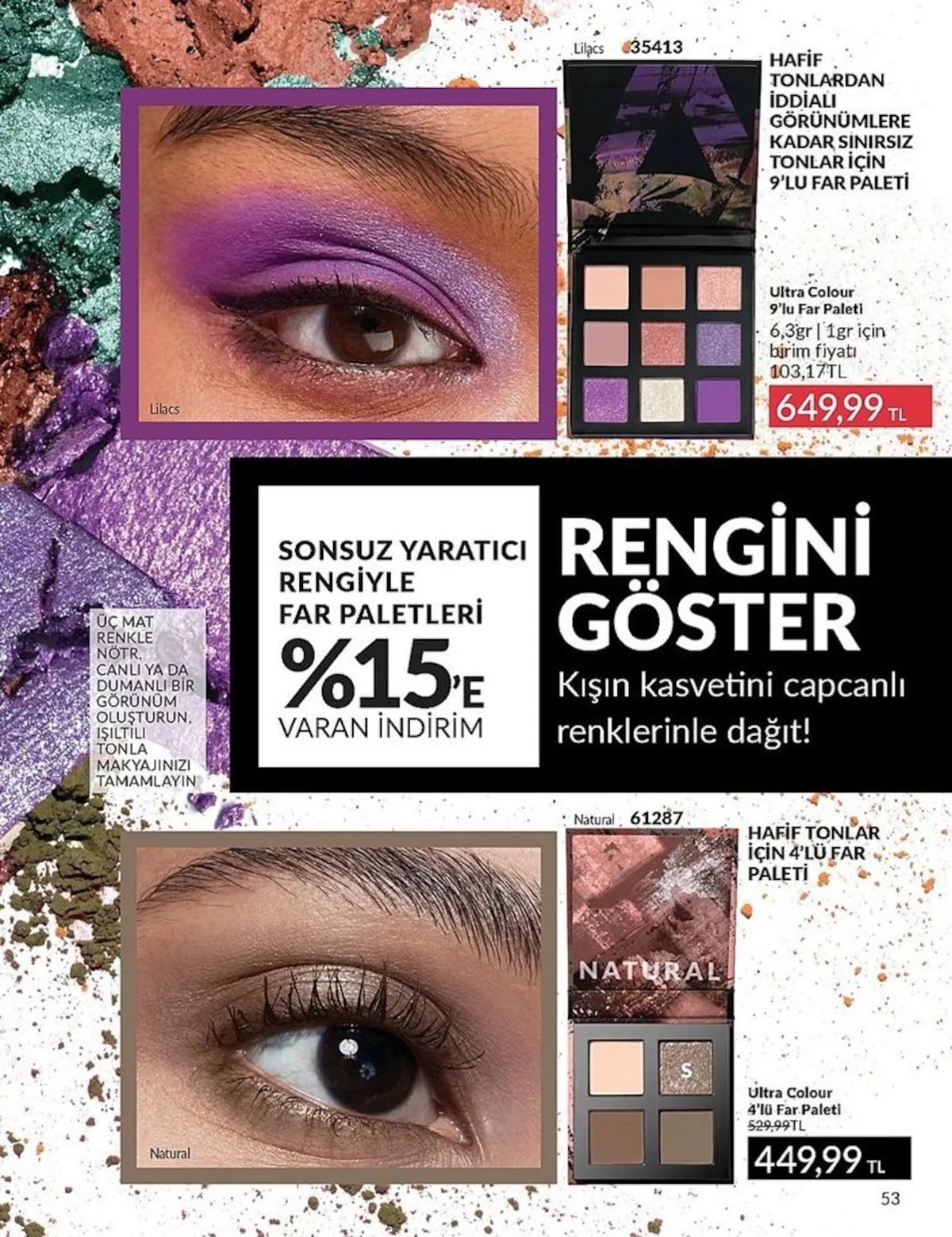 Avon Avon 1 Şubat 2026 Aktüel Kataloğu sayfa 53: Ultra Colour 9'Lu Far Paleti 6,3Gr, Ultra Colour 4'Lü Far Paleti