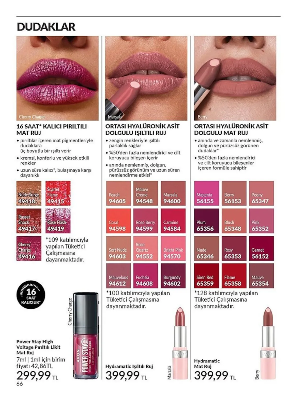 Avon Avon 1 Şubat 2026 Aktüel Kataloğu sayfa 66: Avon Power Stay High Voltage Pırıltılı Likit Mat Ruj 7Ml