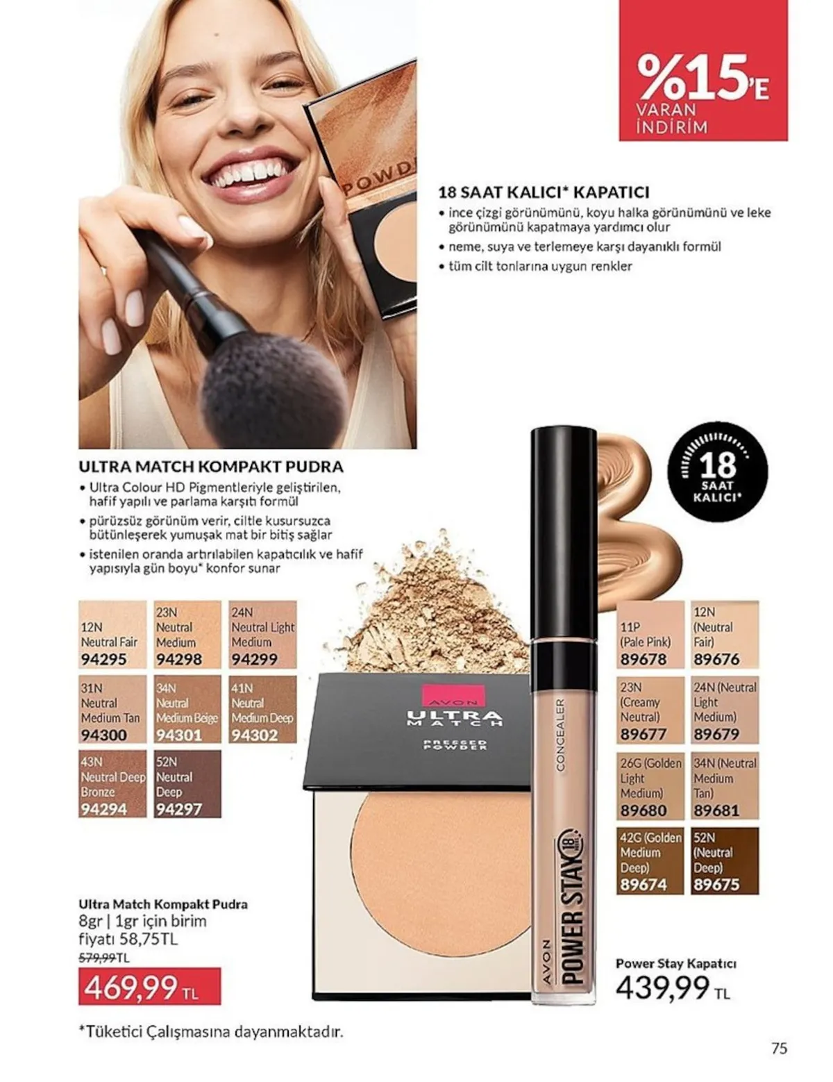Avon Avon 1 Şubat 2026 Aktüel Kataloğu sayfa 75: Ultra Match Kompakt Pudra 8Gr Ve Power Stay Concealer