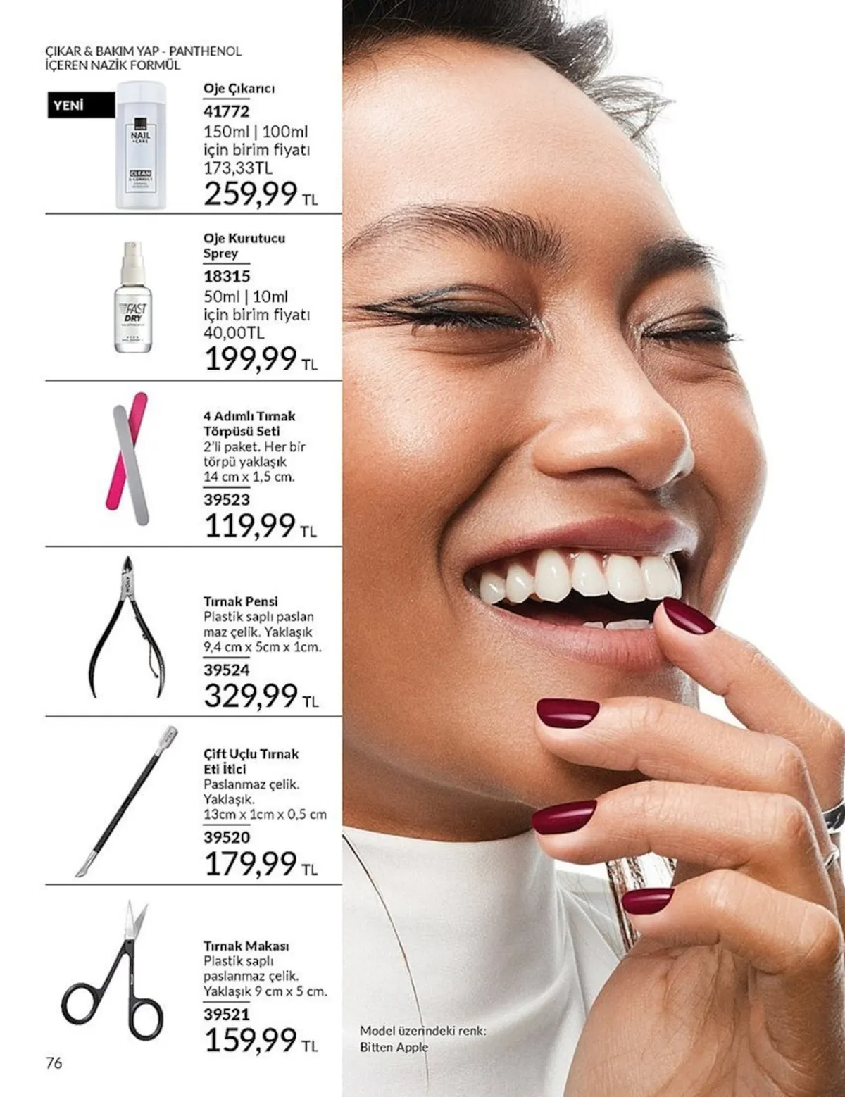 Avon Avon 1 Şubat 2026 Aktüel Kataloğu sayfa 76: Oje Kurutucu Sprey, 4 Adımlı Tırnak Törpüsü Seti